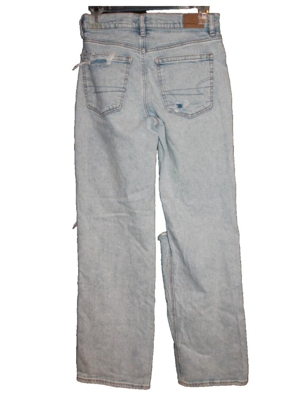 American Eagle Size 2 Short Stovepipe Blue Jeans Strigid Light Wash 26x30 - Picture 2 of 2